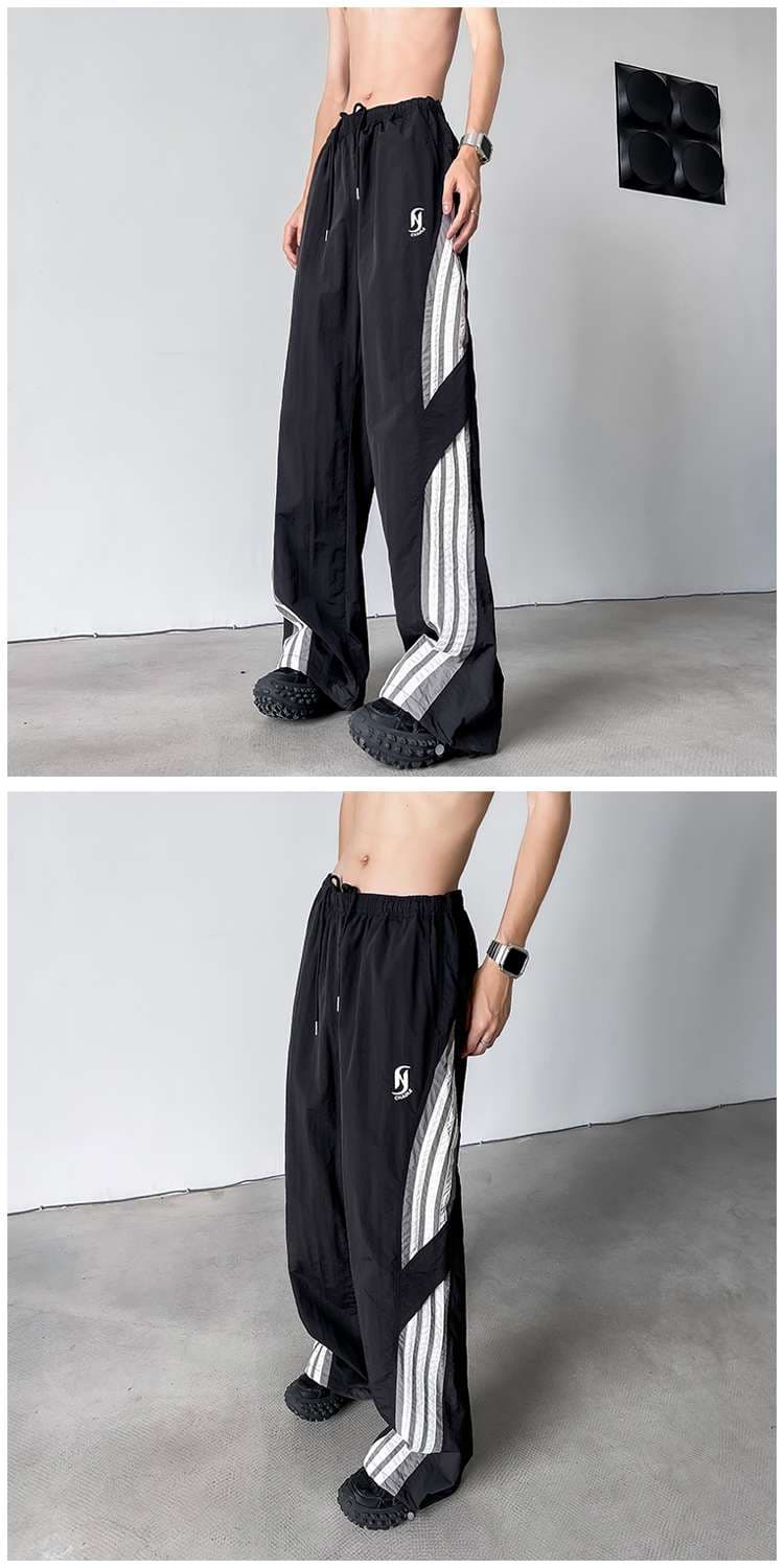 黒コーデ サイバーパンク風ストリートカーゴパンツ