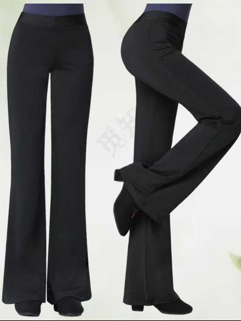 黒コーデ レディース フレアパンツ ロング丈