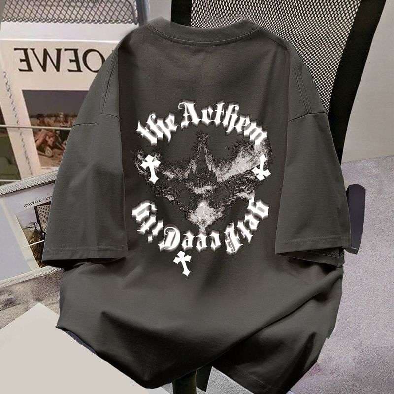 黒コーデ ゴシックデザイン オーバーサイズTシャツ