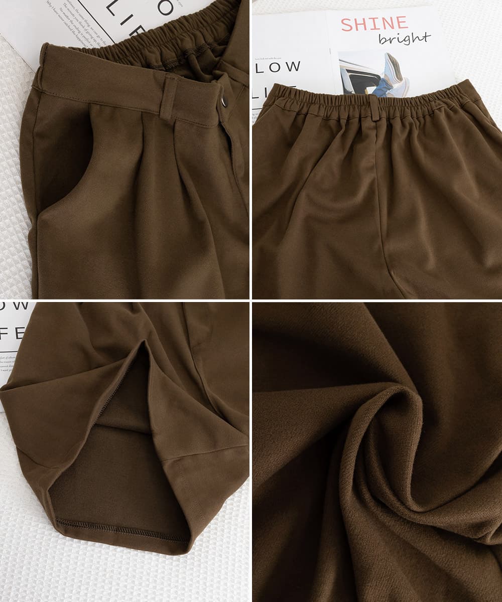 黒コーデ タック入りハイウエストショートパンツ