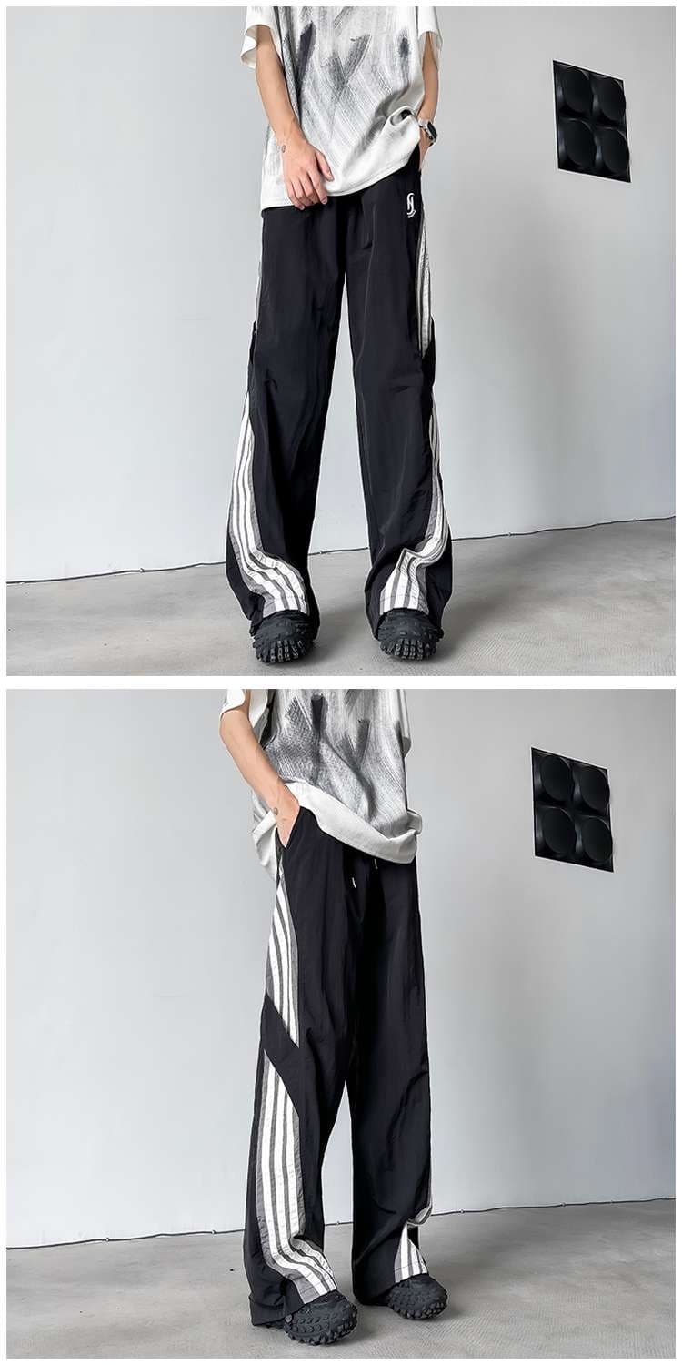 黒コーデ サイバーパンク風ストリートカーゴパンツ