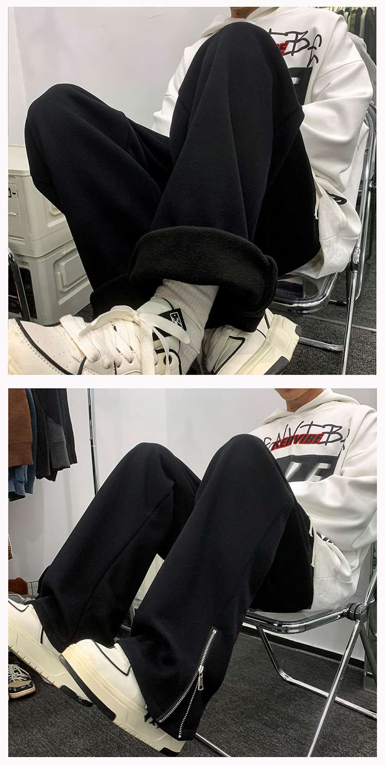 黒コーデ サイドジップ スウェットパンツ ブラック