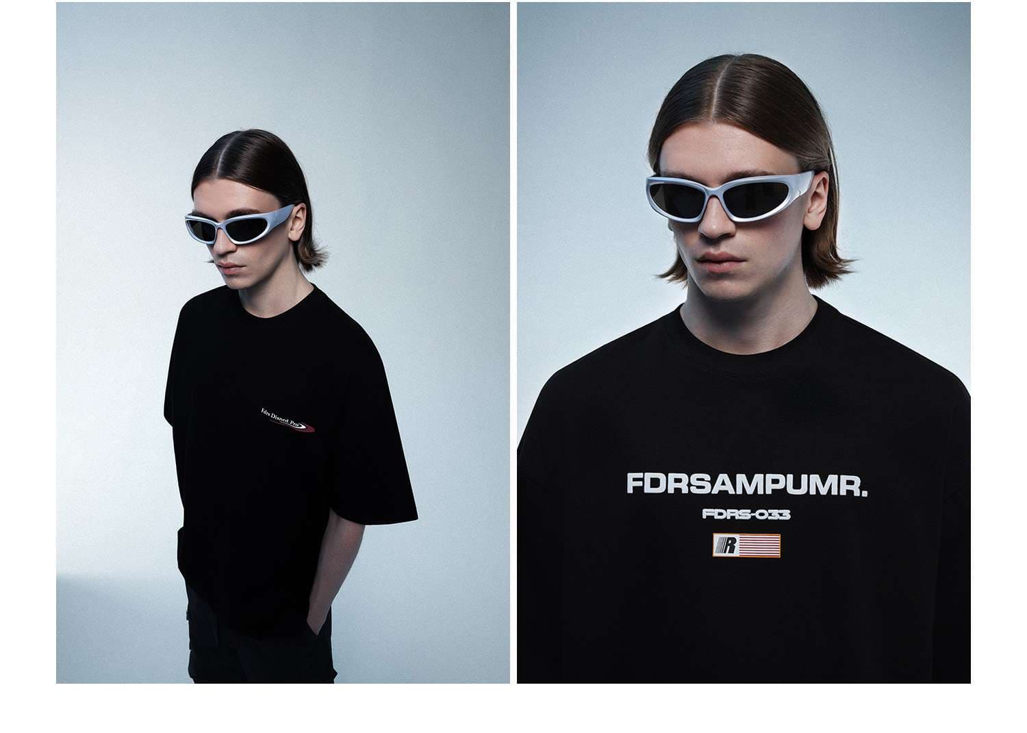 黒コーデ ジップアクセントオーバーサイズTシャツ