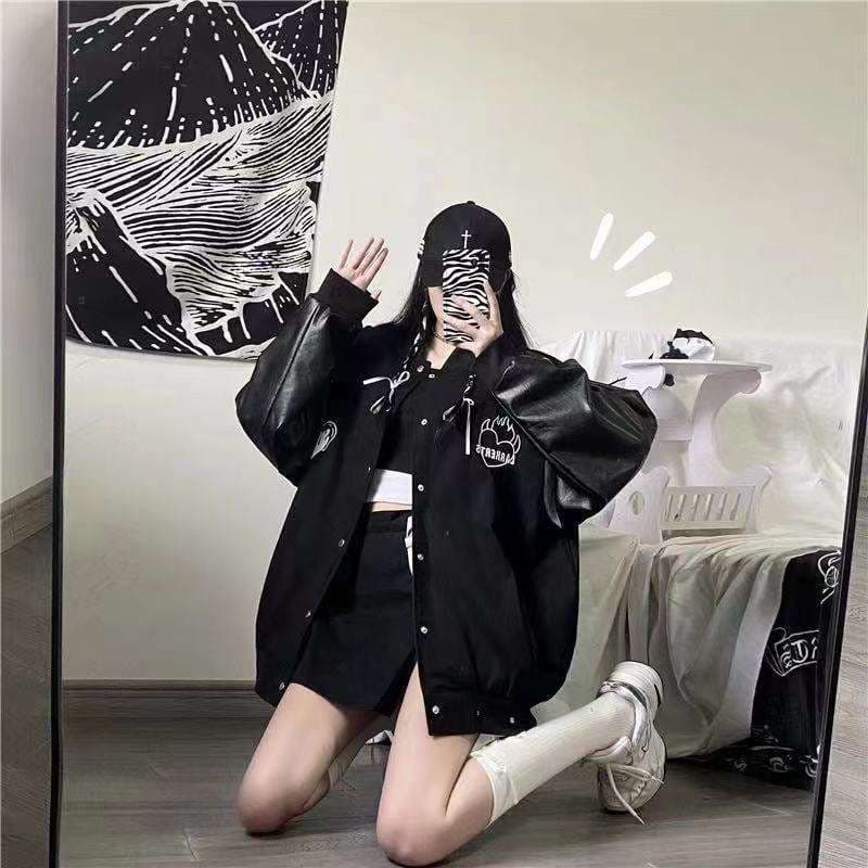 黒コーデ ゴシックストリートスタイルジャケット