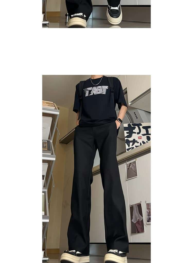 黒コーデ ストリートスタイル ワイドレッグパンツ