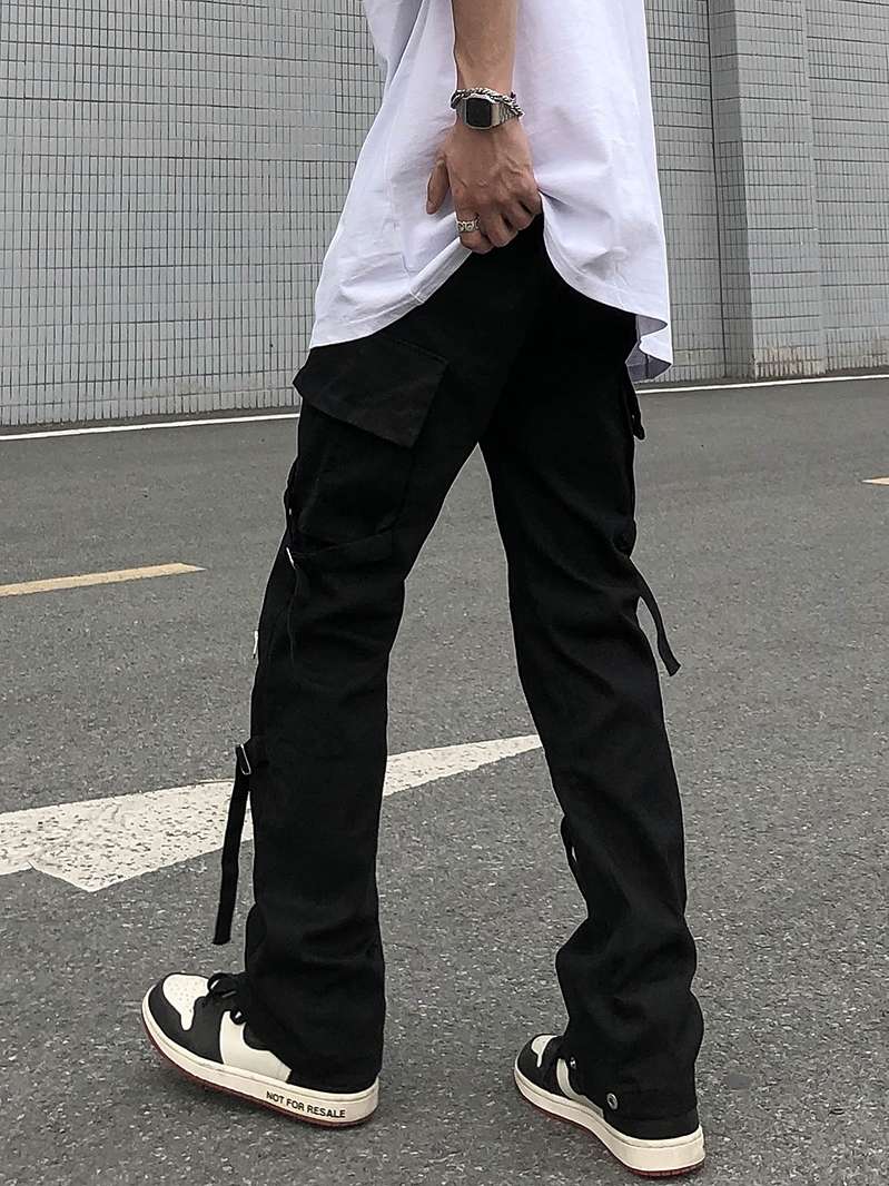 黒コーデ ストリートゴシックカーゴパンツ