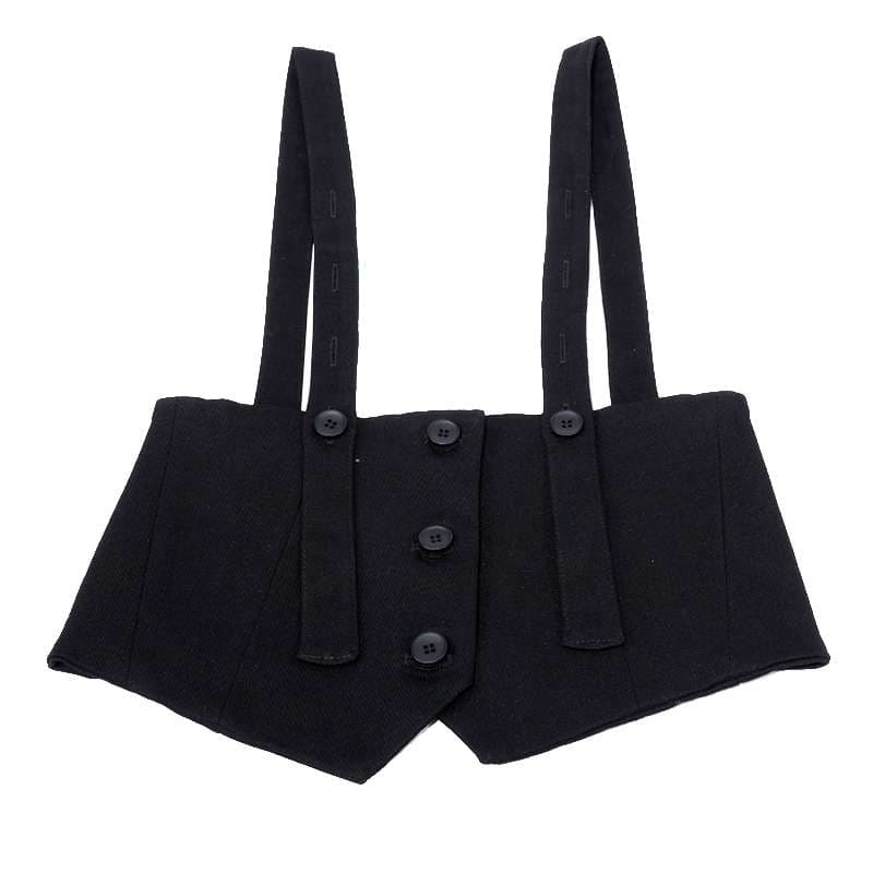 黒コーデ サスペンダー付きベスト風トップス