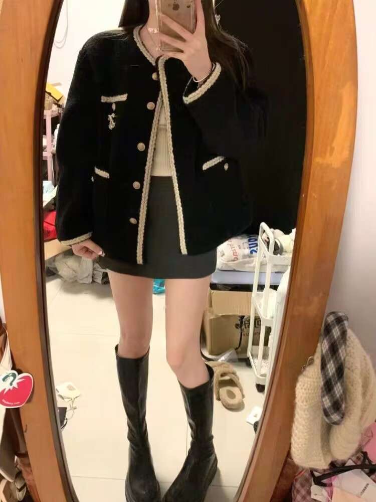黒コーデ クラシックツイードジャケット&ブーツセット