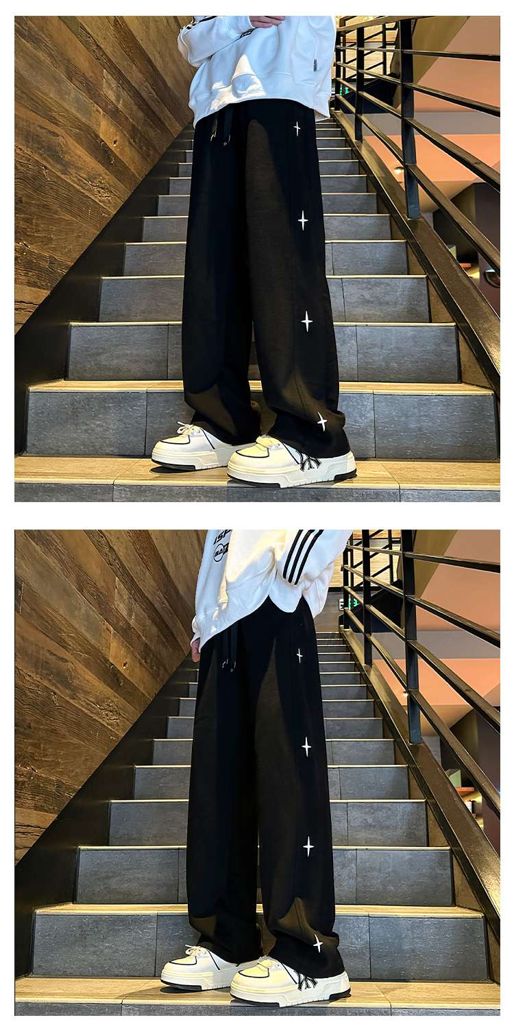 黒コーデ クロスステッチ ワイドパンツ & スウェット セット