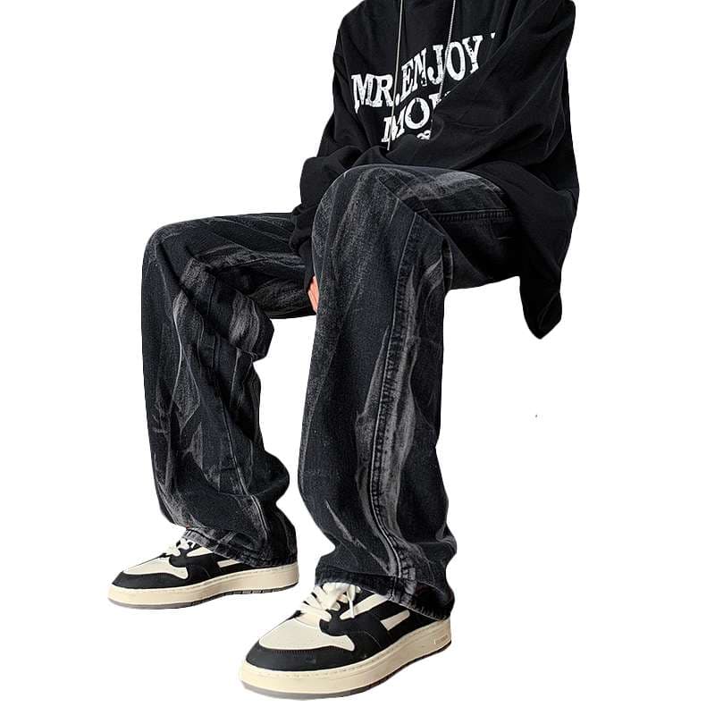 黒コーデ モードストリート系ブラックスウェット