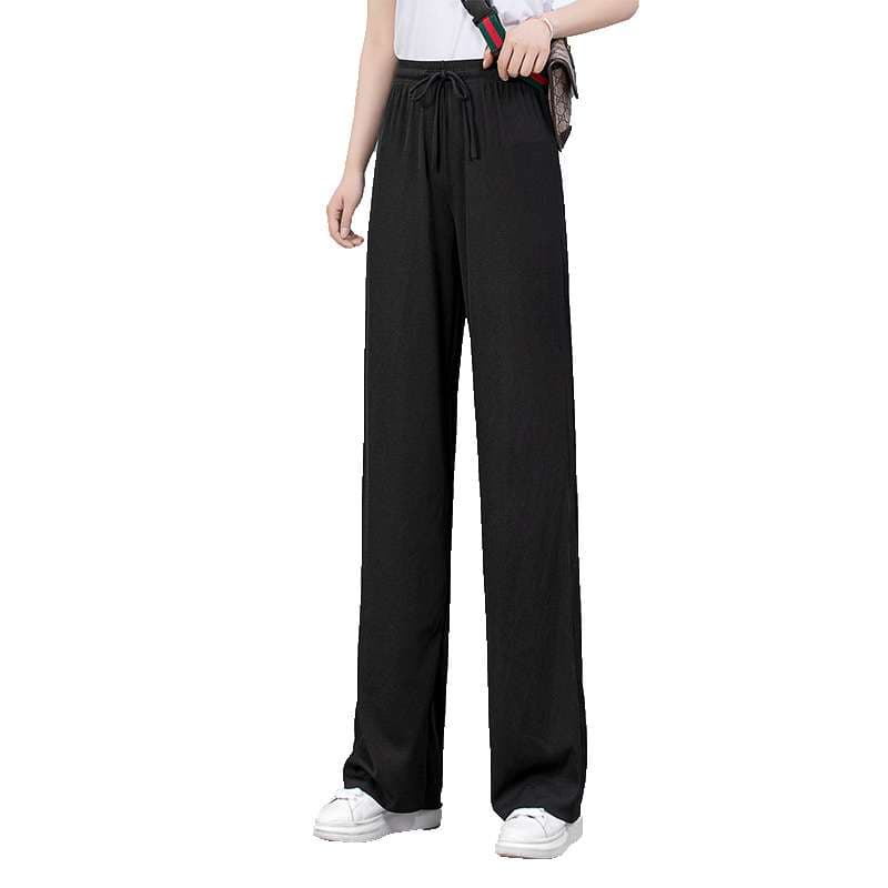 黒コーデ ゆったりワイドパンツ リラックスロングパンツ