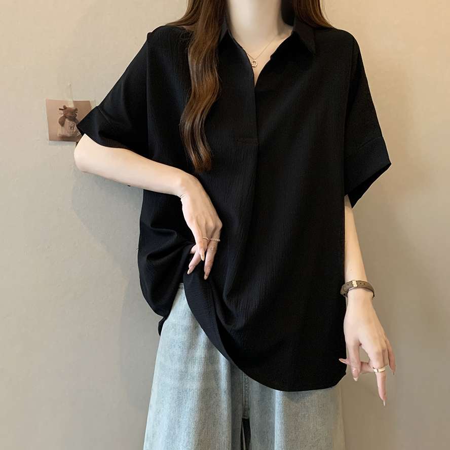 黒コーデ オーバーサイズ リラックスシャツ ブラック