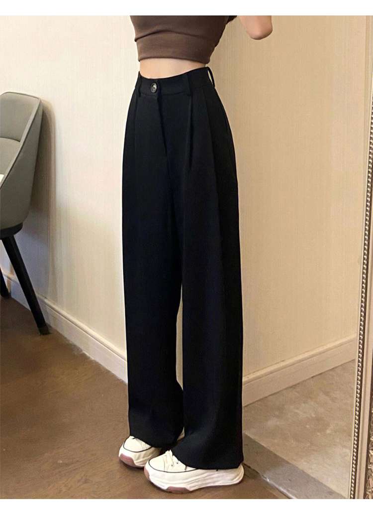 黒コーデ ハイウエストワイドスラックス