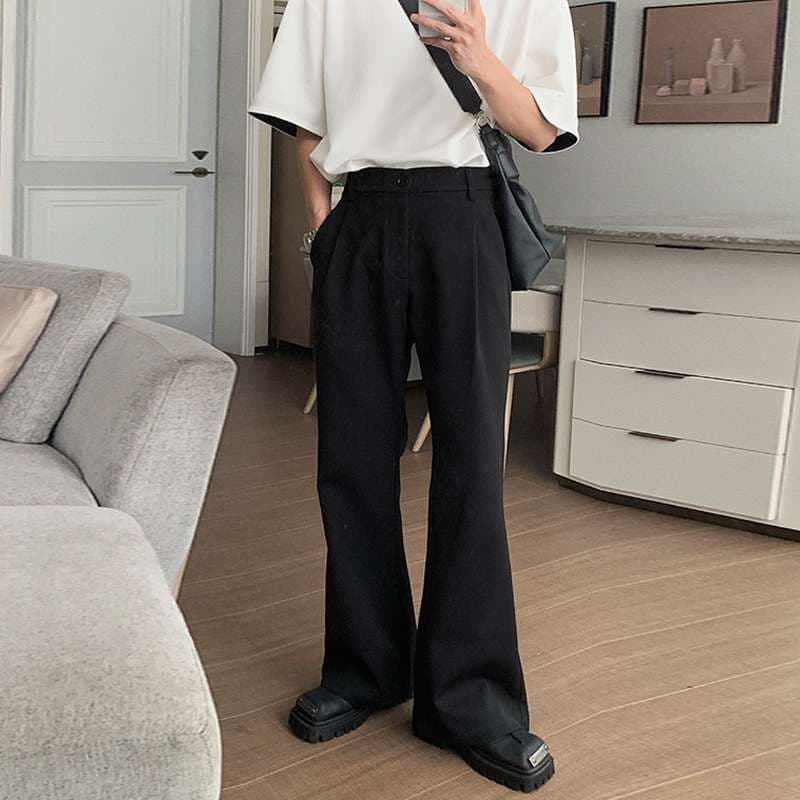 黒コーデ モダンミニマルワイドパンツセット