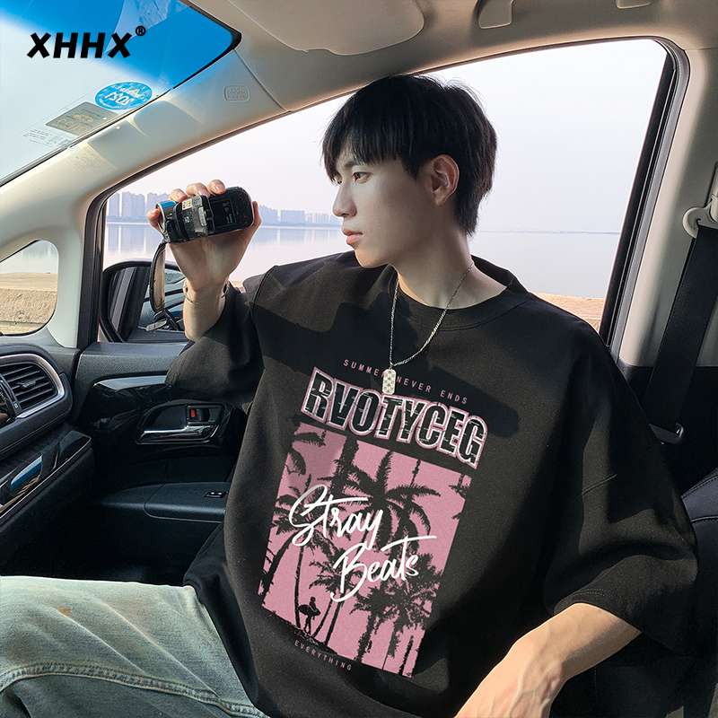 黒コーデ サマービーチ ヴィンテージ オーバーサイズTシャツ