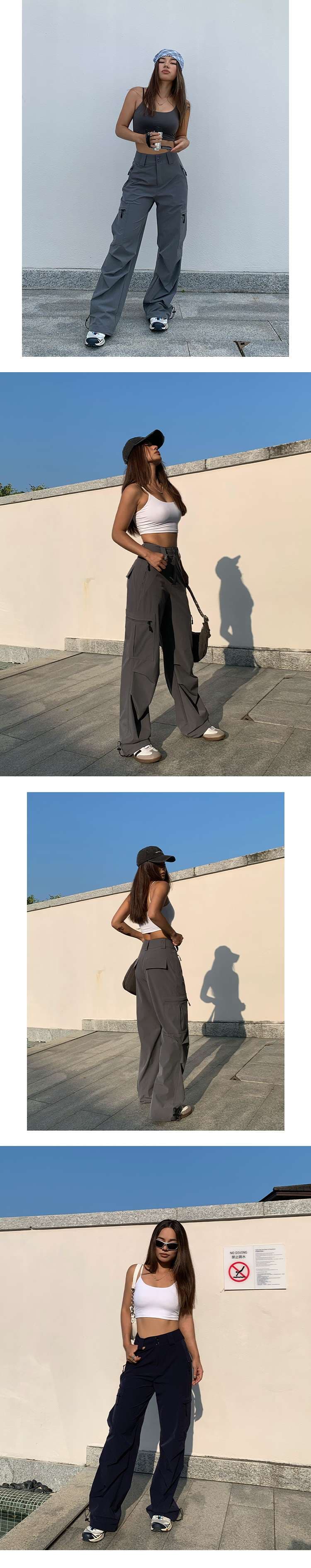 黒コーデ ゆったりカーゴパンツ