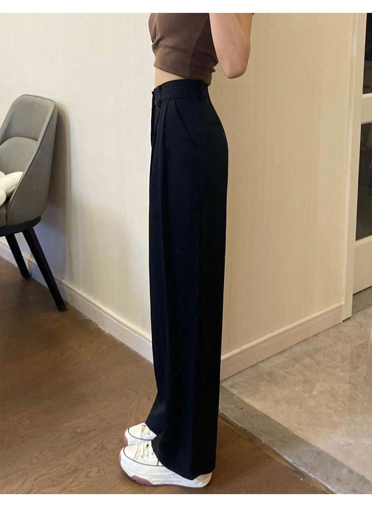 黒コーデ ハイウエストワイドスラックス